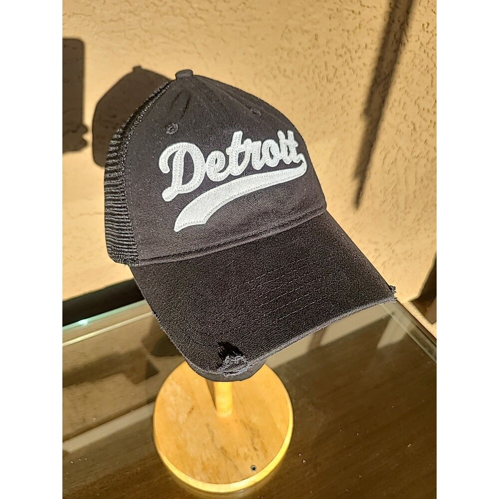 Detroit Vintage Inspired Logo Unisex Trucker Hat Black Snapback Sports Grunge